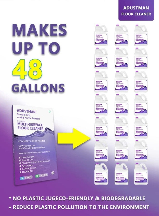 ADUSTMAN Eco Friendly Floor Cleaner Concentrated Biodegradable Cruelty-Free Hard-Surface Hardwood Laminate Vinyl LVT LVP Marble,Plastic Free Light-weight Refill Lavender 60 Sheets Perfect for Mop Buckets - Image 3